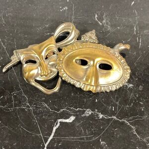 Vintage‎ Masquerade Mask Brooch Theater Comedy Tragedy Mardi Gras Charm Jewelry